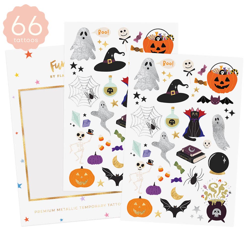 Temporary tattoos in halloween themed shapes