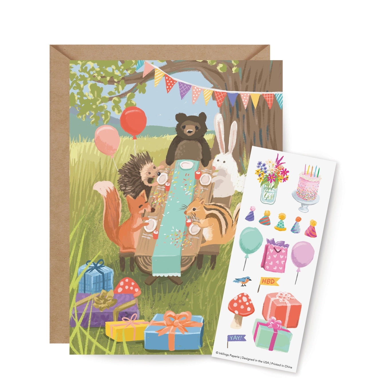 Inklings Paperie - Sticker Scene Card - Woodland Party