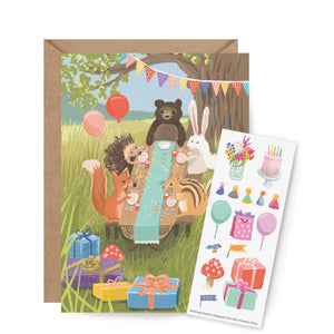 Inklings Paperie - Sticker Scene Card - Woodland Party