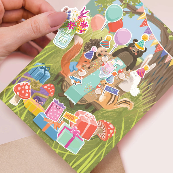 Inklings Paperie - Sticker Scene Card - Woodland Party