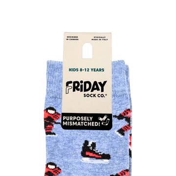 Packaged socks with a 'Friday Sock Co.' label on a white background