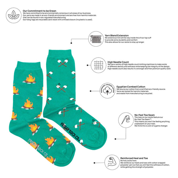 Friday Sock Co. - Women's Campfire & Marshmallow Crew Socks