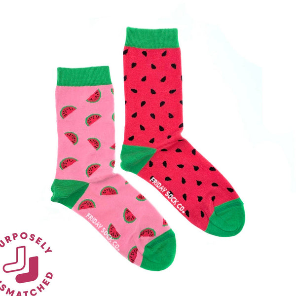 Friday Sock Co. - Women's Inside Out Watermelon Crew Socks