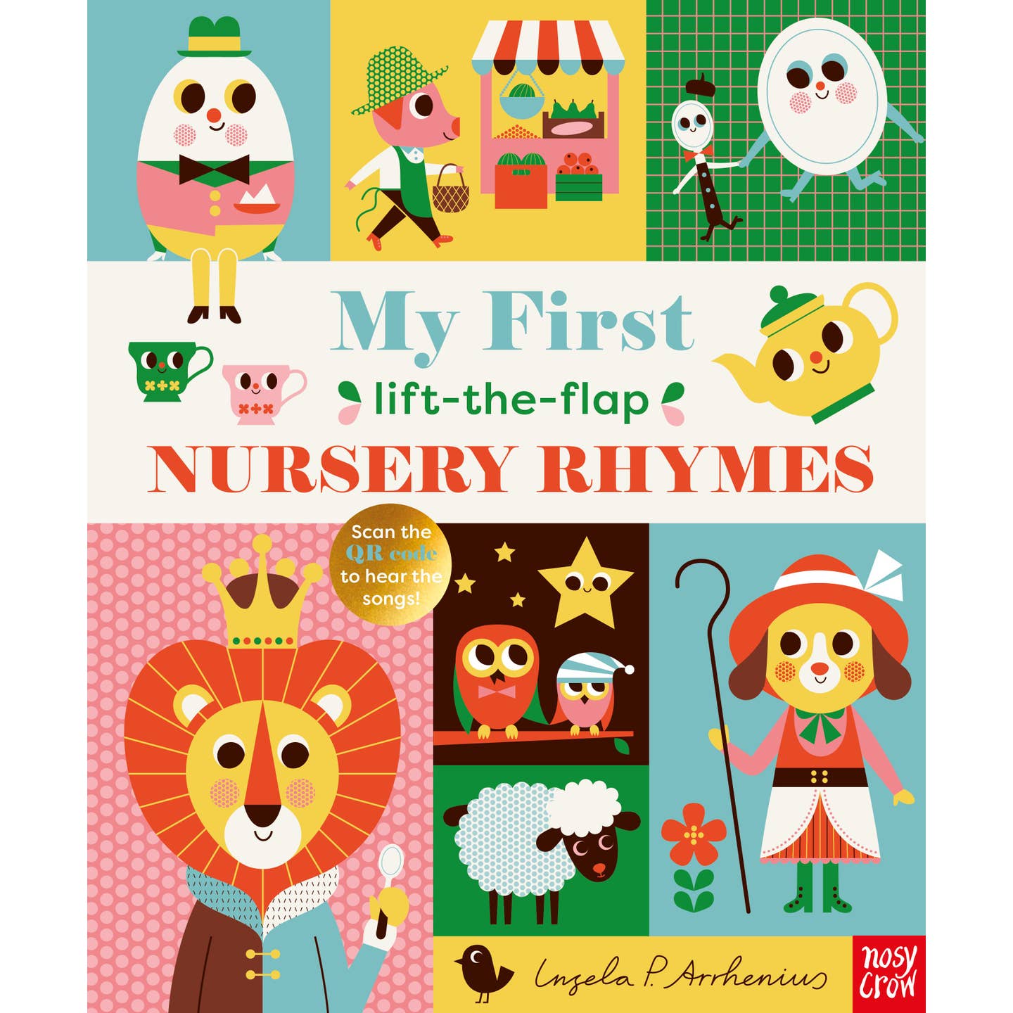 Book cover of 'My First Lift-the-Flap Nursery Rhymes' with colorful illustrations and text.