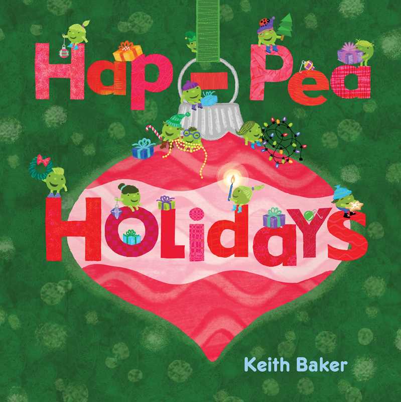 Book cover of 'Hap-Pea Holidays' with a green background and festive design.