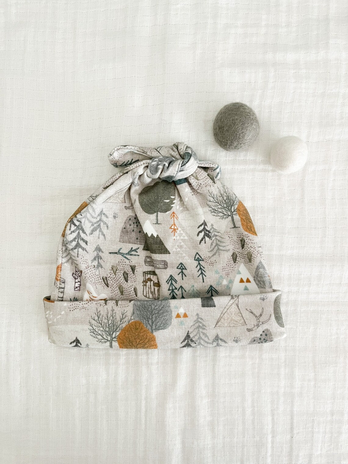 Organic Mountain Map Baby Knotted Hat