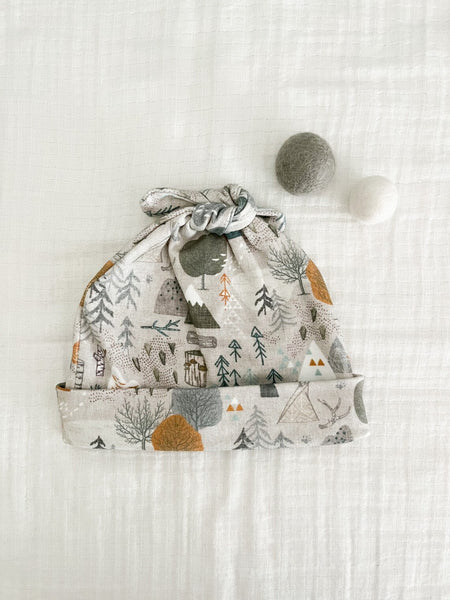 Organic Mountain Map Baby Knotted Hat