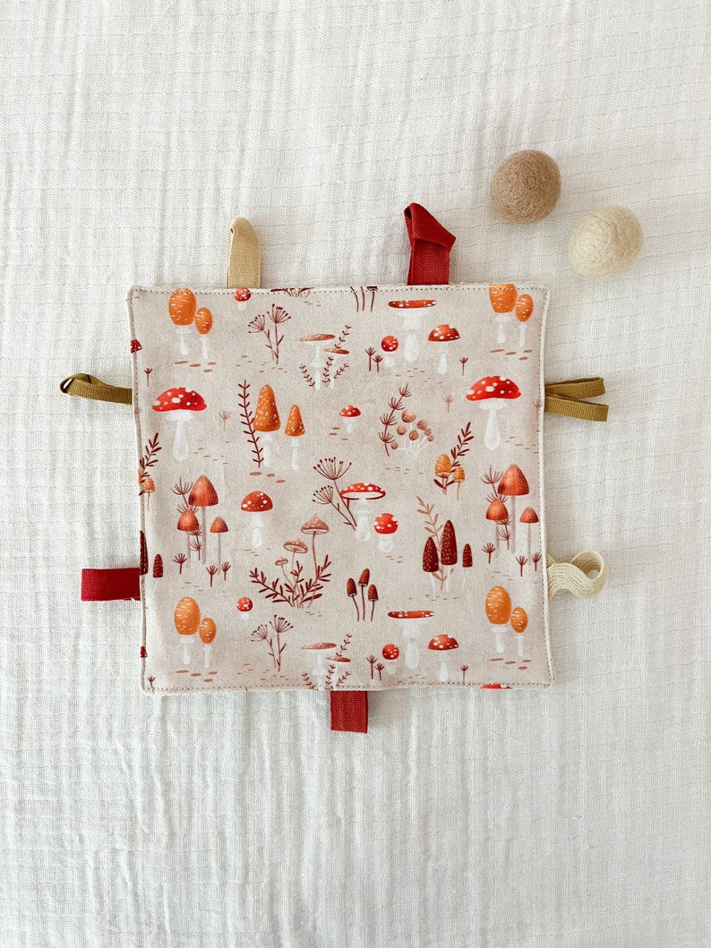 Organic Autumn Mushroom Baby Ring Lovey