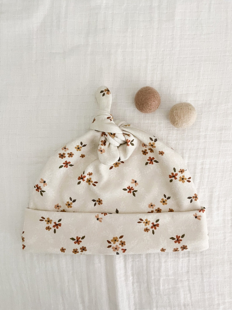 Organic Dainty Flowers Baby Knotted Hat