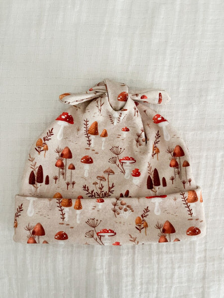 Organic Autumn Mushroom Baby Knotted Hat