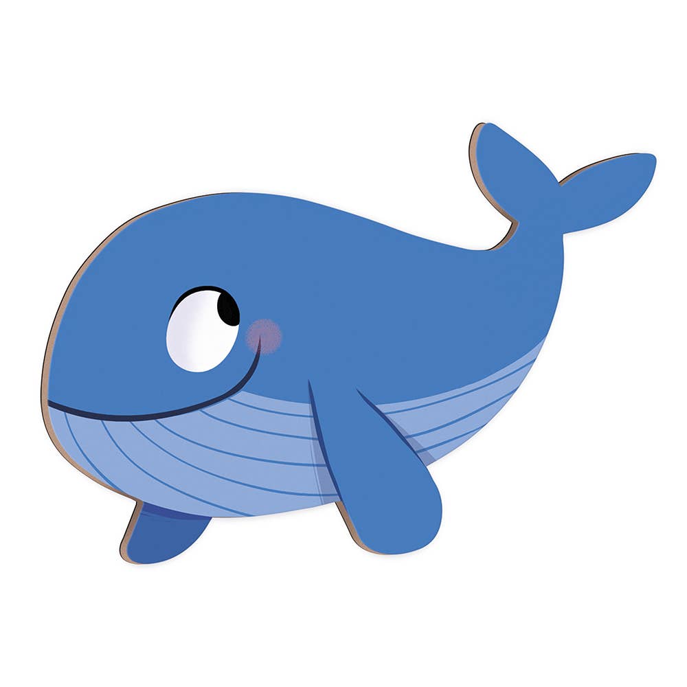 Cartoon blue whale on a white background
