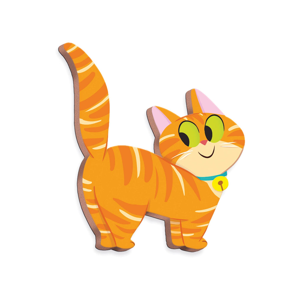 Colorful cat-shaped toy on a white background