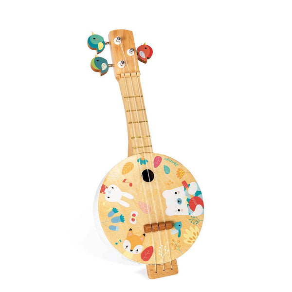 Children's ukulele with cartoon design on a white background