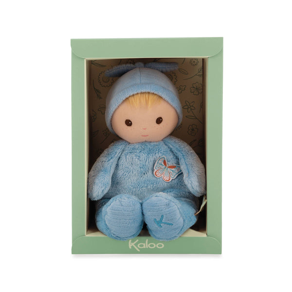 Blue plush toy with a butterfly design in a green box, featuring the brand 'Kaloo'.