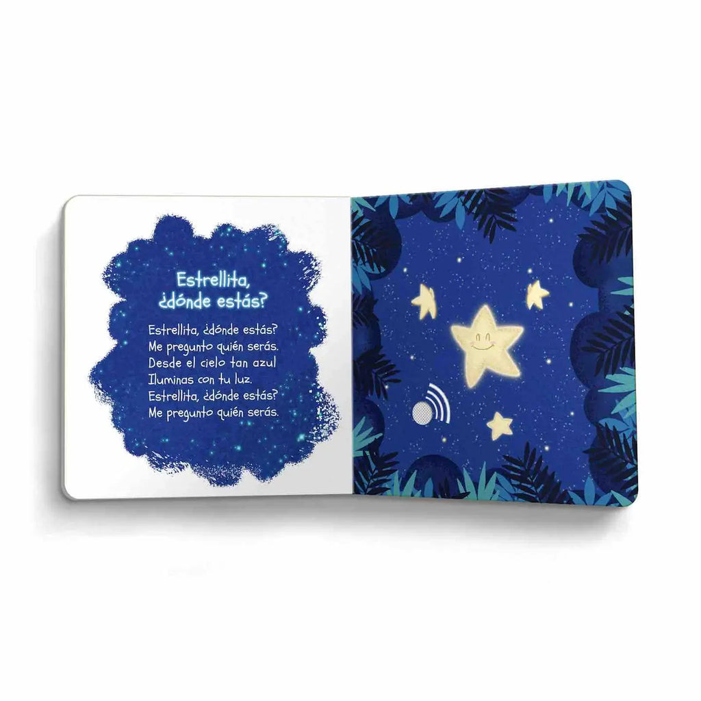 Children's book with star and night sky design on a white background