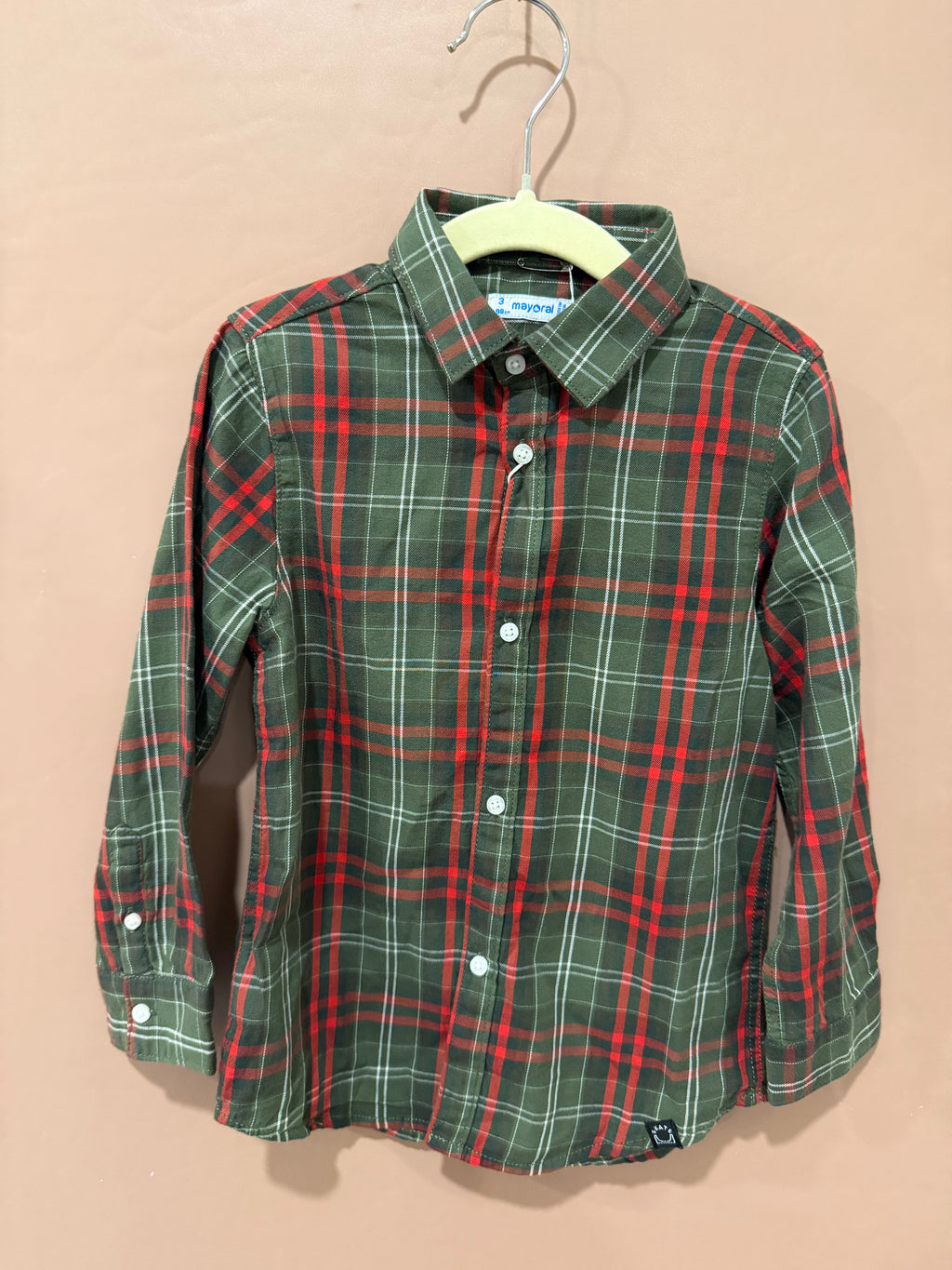 Mayoral - Red and Green Plaid Shirt - Size 3