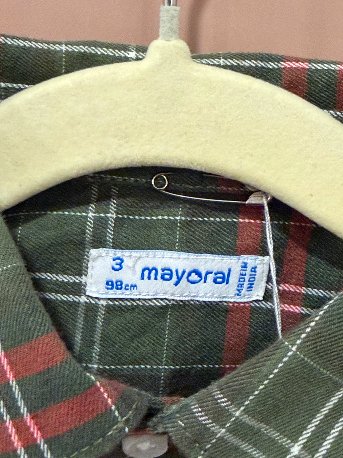Mayoral - Red and Green Plaid Shirt - Size 3