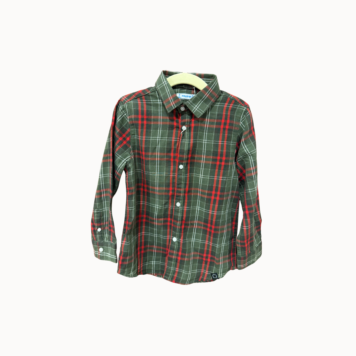 Mayoral - Red and Green Plaid Shirt - Size 3