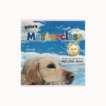 Book cover for 'Ellie's Masterclass' by Melissa Kahl, featuring a golden retriever on a blue sky background with clouds, colorful title text, and a gold award seal.