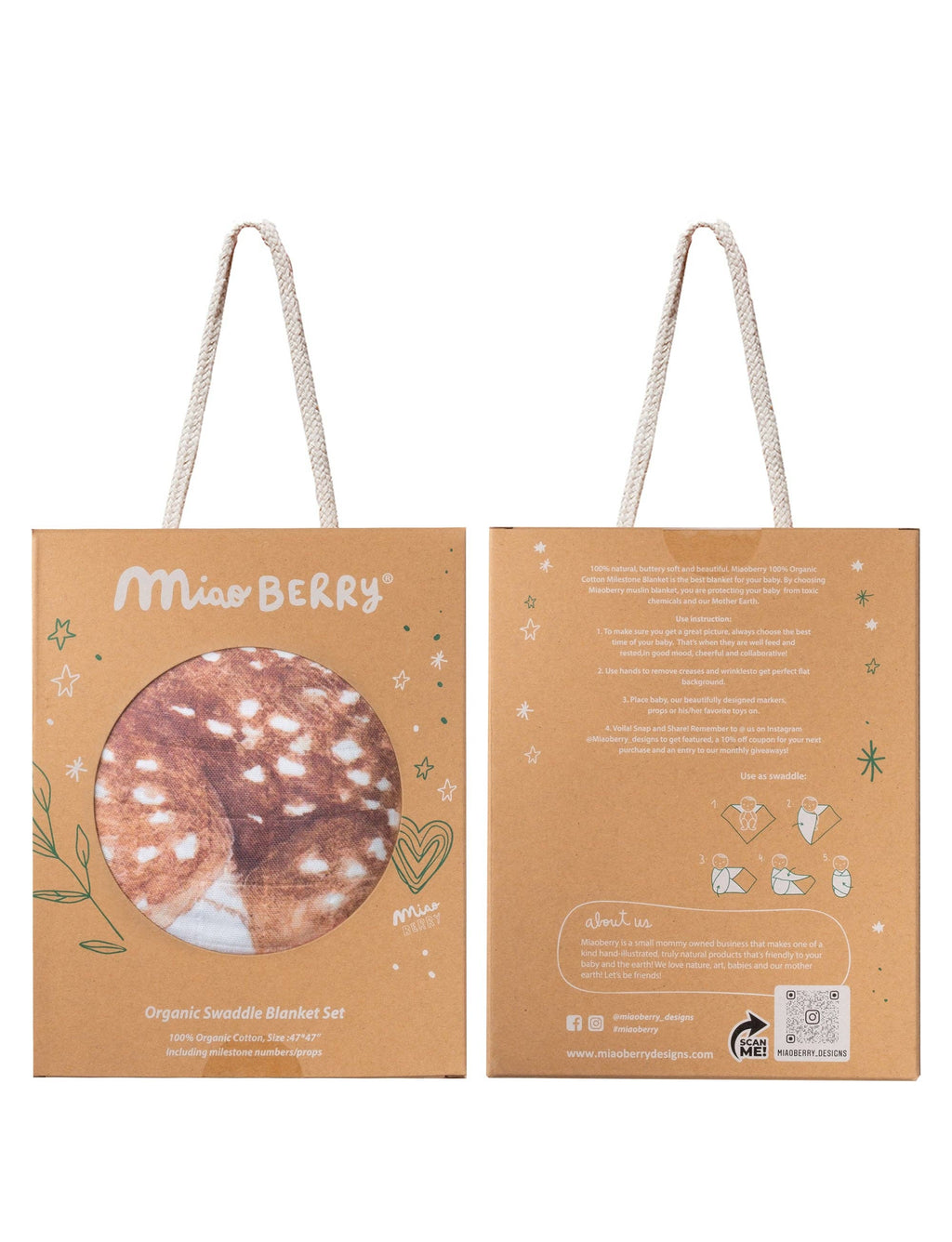 Cardboard packaging with handles for a product labeled 'Miss Berry'.