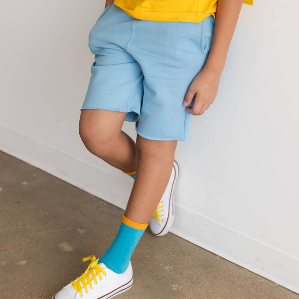 Mightly - Kids Organic Cotton Drawstring Shorts -  Chambray