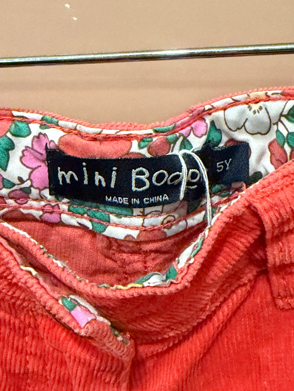 Mini Boden - Coral Corduroy Pants - 5Y