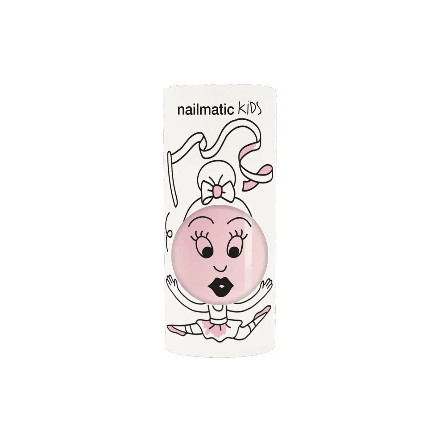 pink polish in ballerina packaging on white background