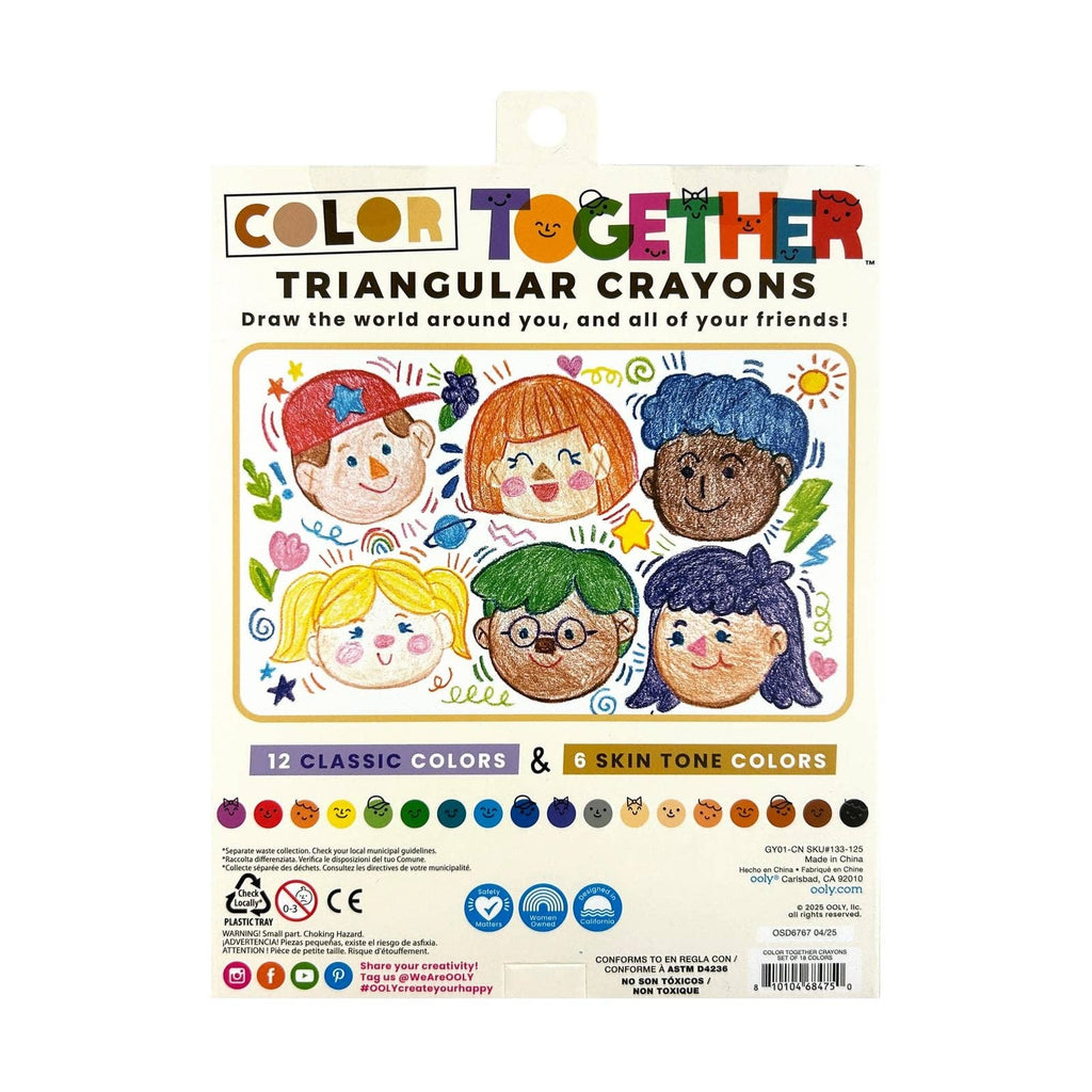 Package of Color Together Triangular Crayons with colorful illustrations on a white background