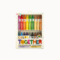 Oody Color Together Triangular Crayons set in its original packaging, featuring 12 classic colors and 8 skin tone colors, displayed on a clean white background.