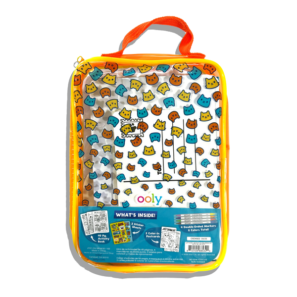 Packaged product with colorful cat pattern and Ooly branding on a white background