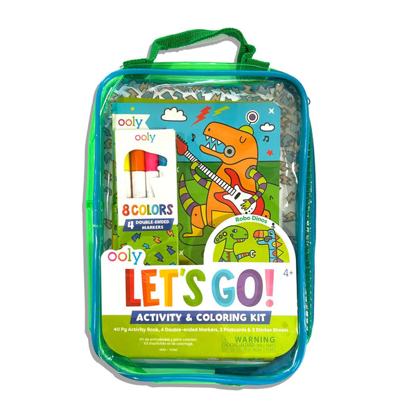 Ooly 'Let's Go!' activity and coloring kit with dinosaur design on a white background
