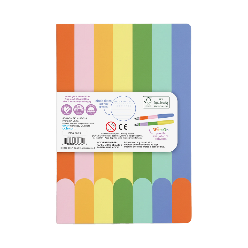 Pack of colorful paper sheets with a brand label on a white background