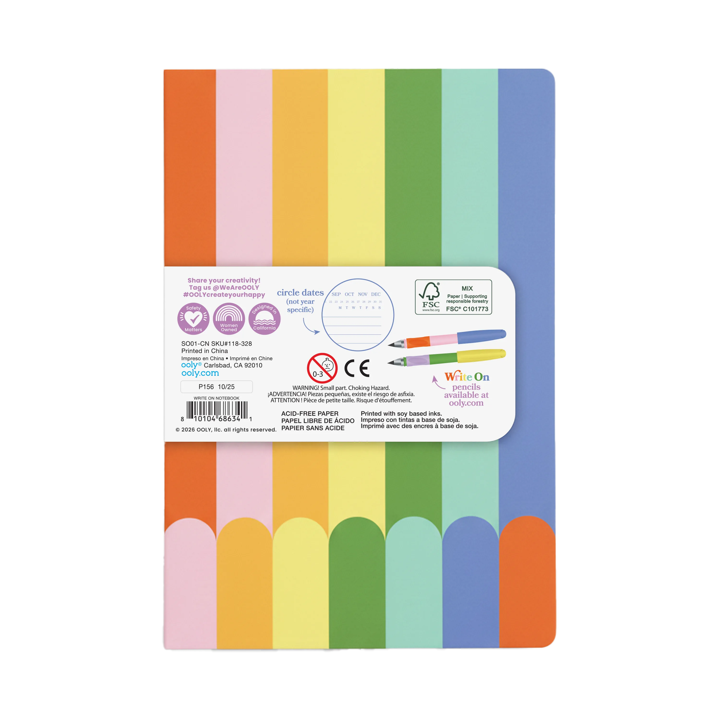Pack of colorful paper sheets with a brand label on a white background
