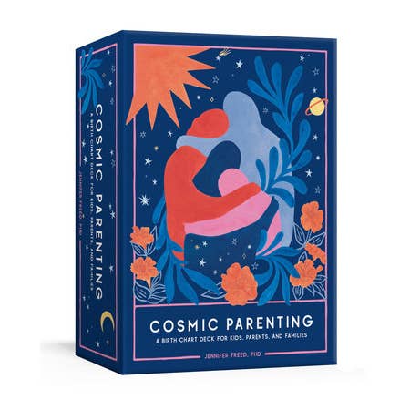 Cosmic Parenting product packaging with artistic design on a white background