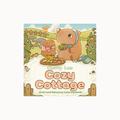 Front cover of the coloring book 'Cozy Cottage' by Cherry Lam, featuring a cute cartoon illustration of capybara characters in a garden setting.