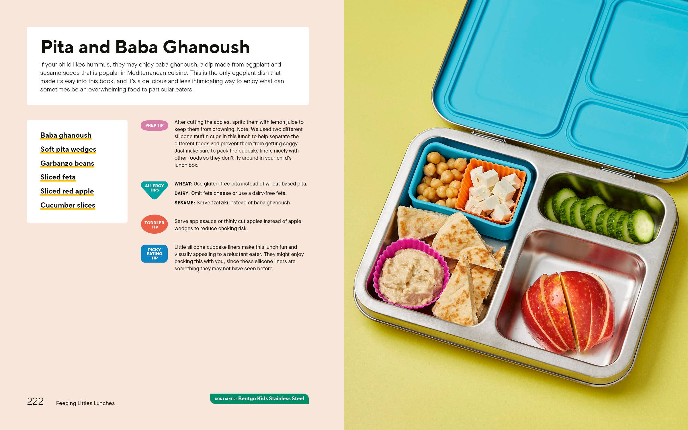 Bento box with various food items on a yellow background