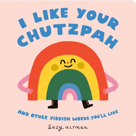 Book cover with a rainbow character and text on a pink background