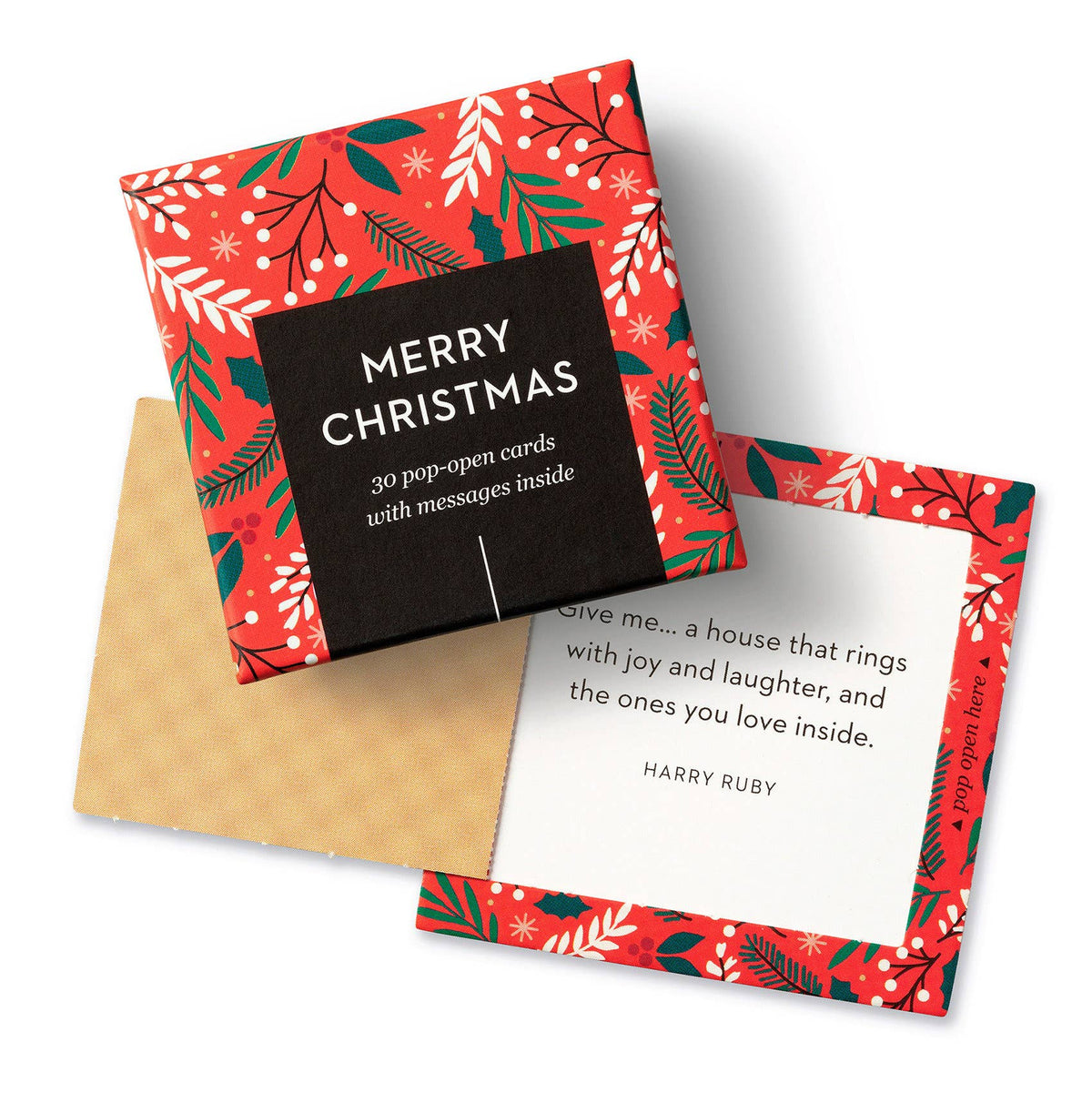 Set of Christmas-themed pop-open cards with a decorative box on a white background