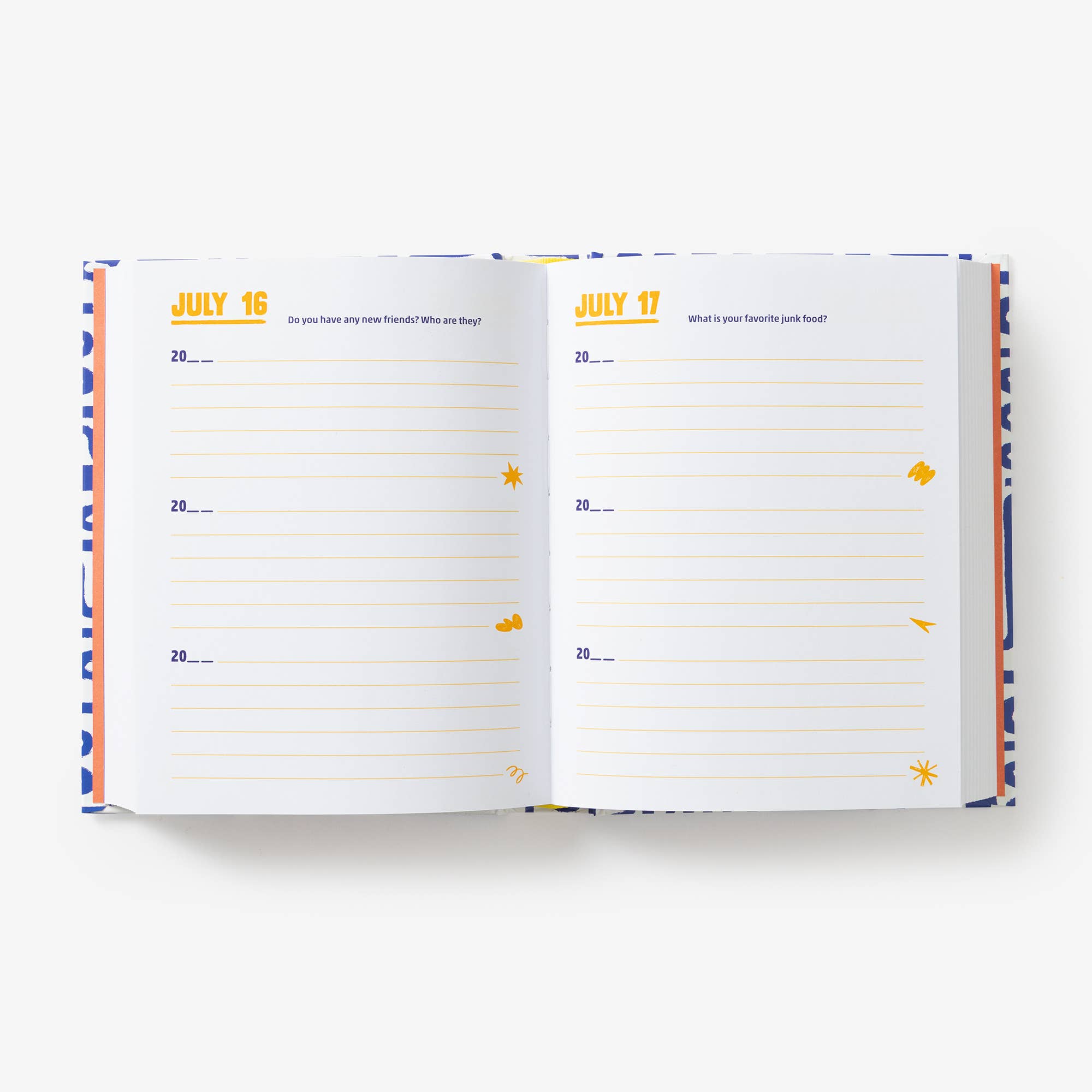 Open daily planner with July 16 and July 17 dates on a white background