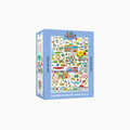 A 1000-piece jigsaw puzzle box titled 'Cars and Trucks and Things that Go' by Big Brain Wild, featuring a colorful cartoon illustration of vehicles on the front and a light blue border.