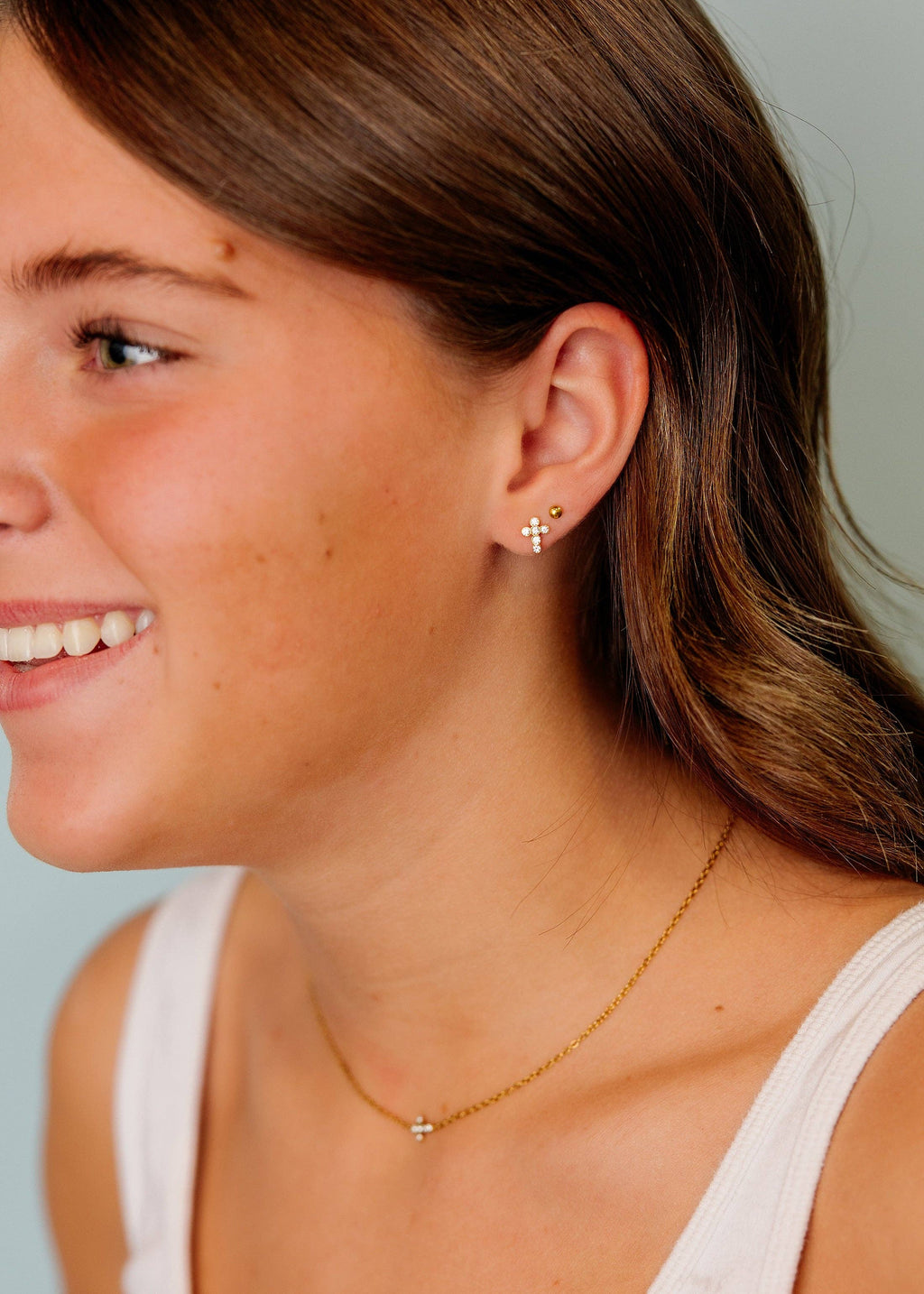 Pierced Co - CZ Cross Earrings