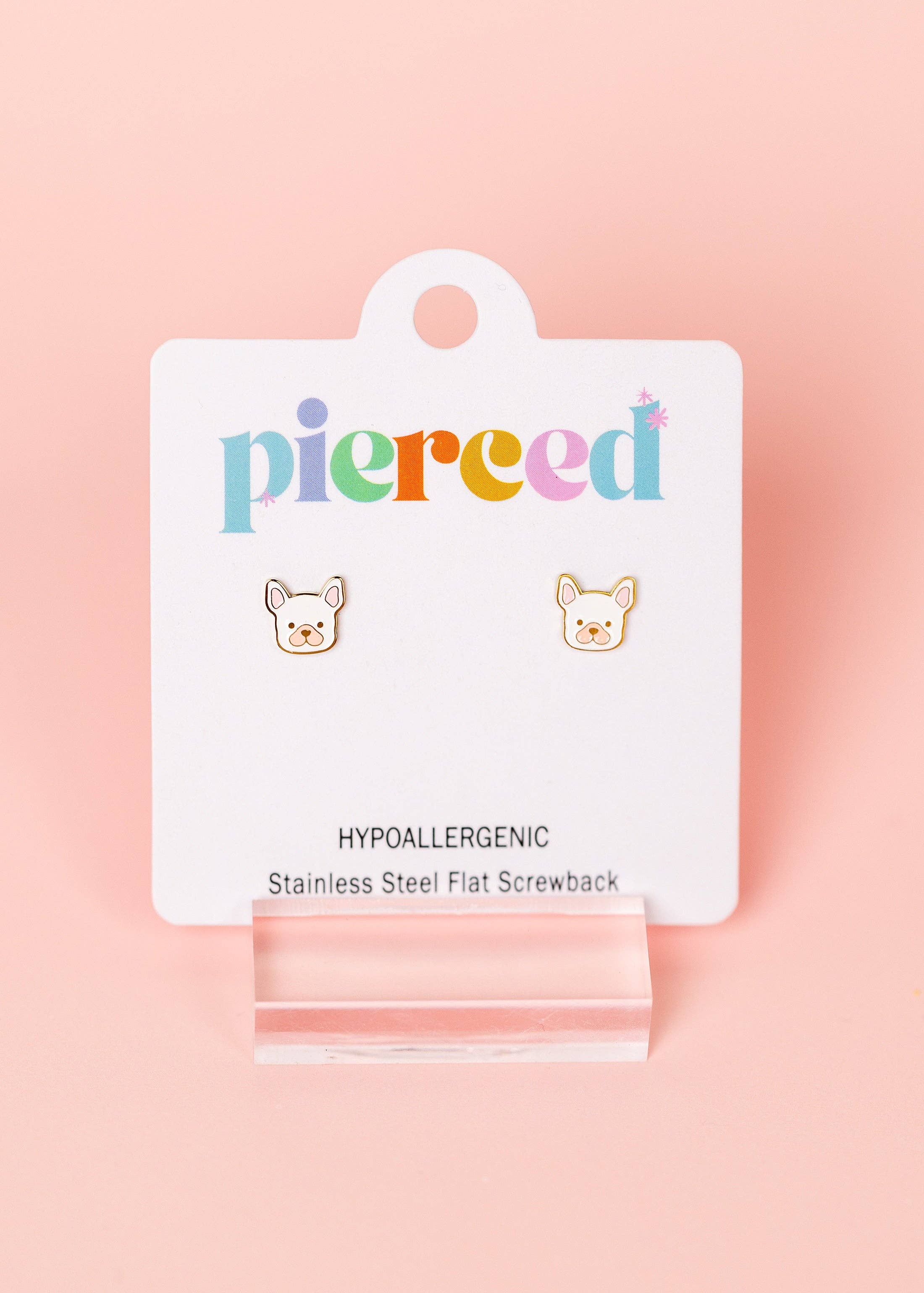 Pierced Co - White Dog Earrings