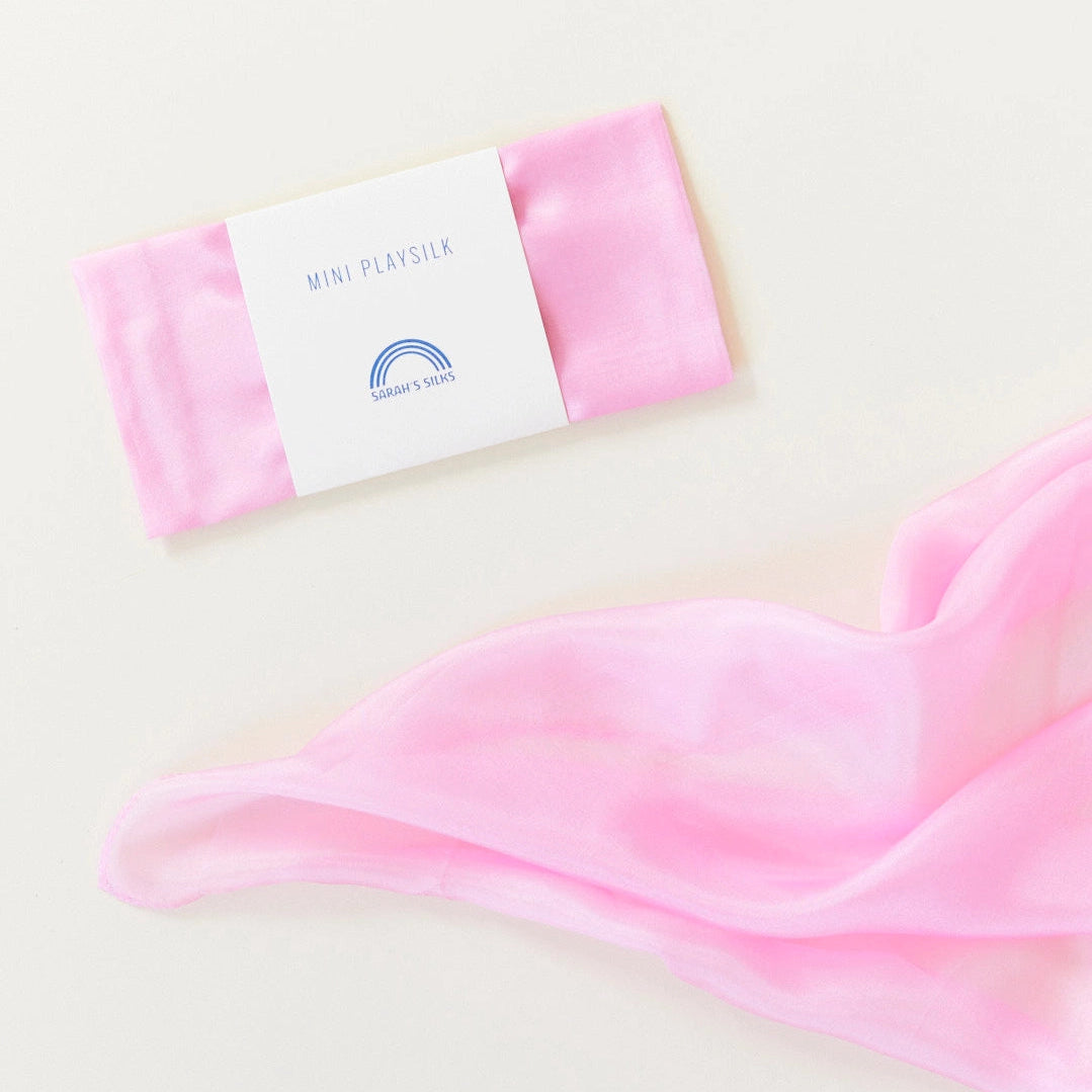 Sarah's Silks - Mini Earth Playsilks - Open- Ended 100% Natural Silk Toys - Pink