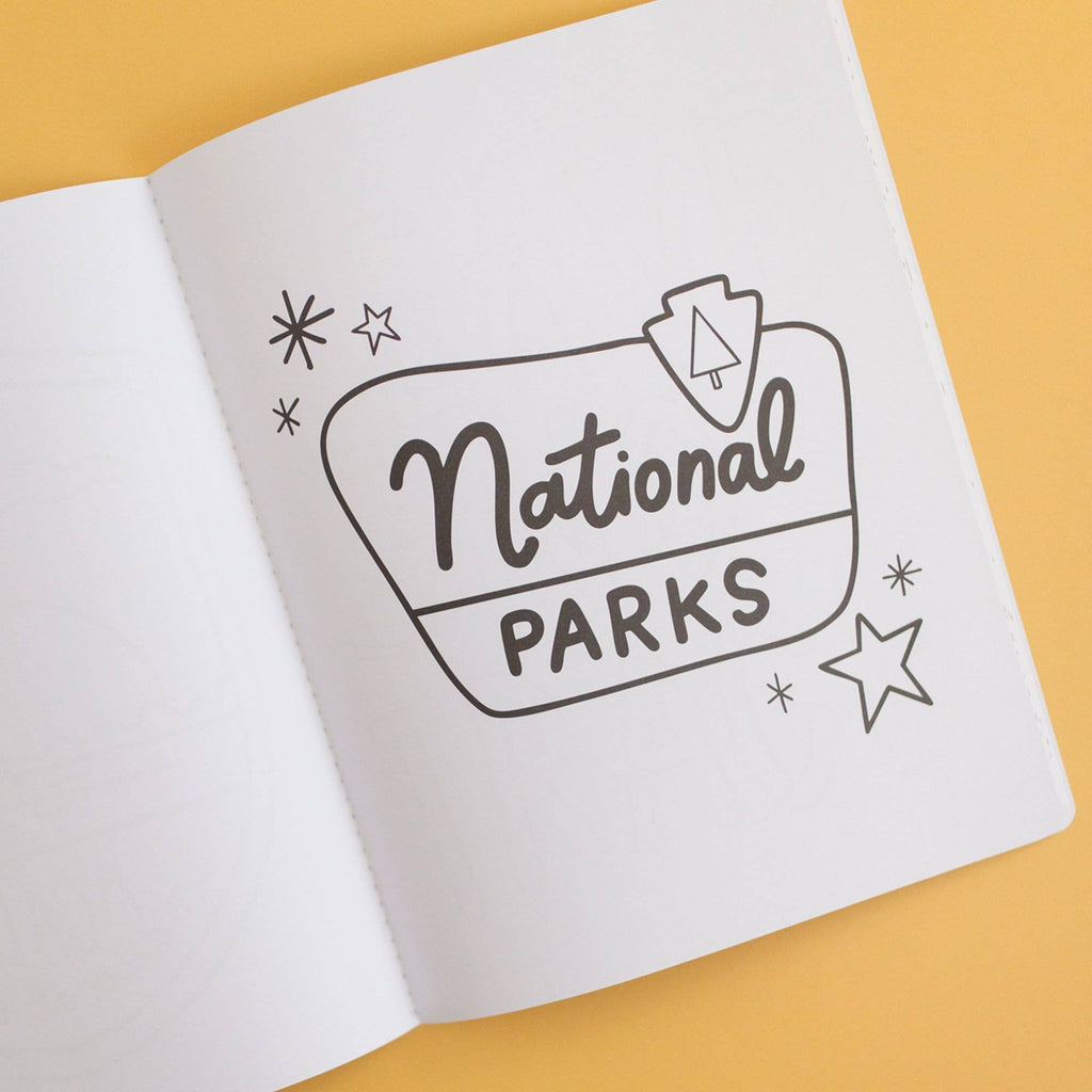 Notebook with 'National Parks' design on a yellow background