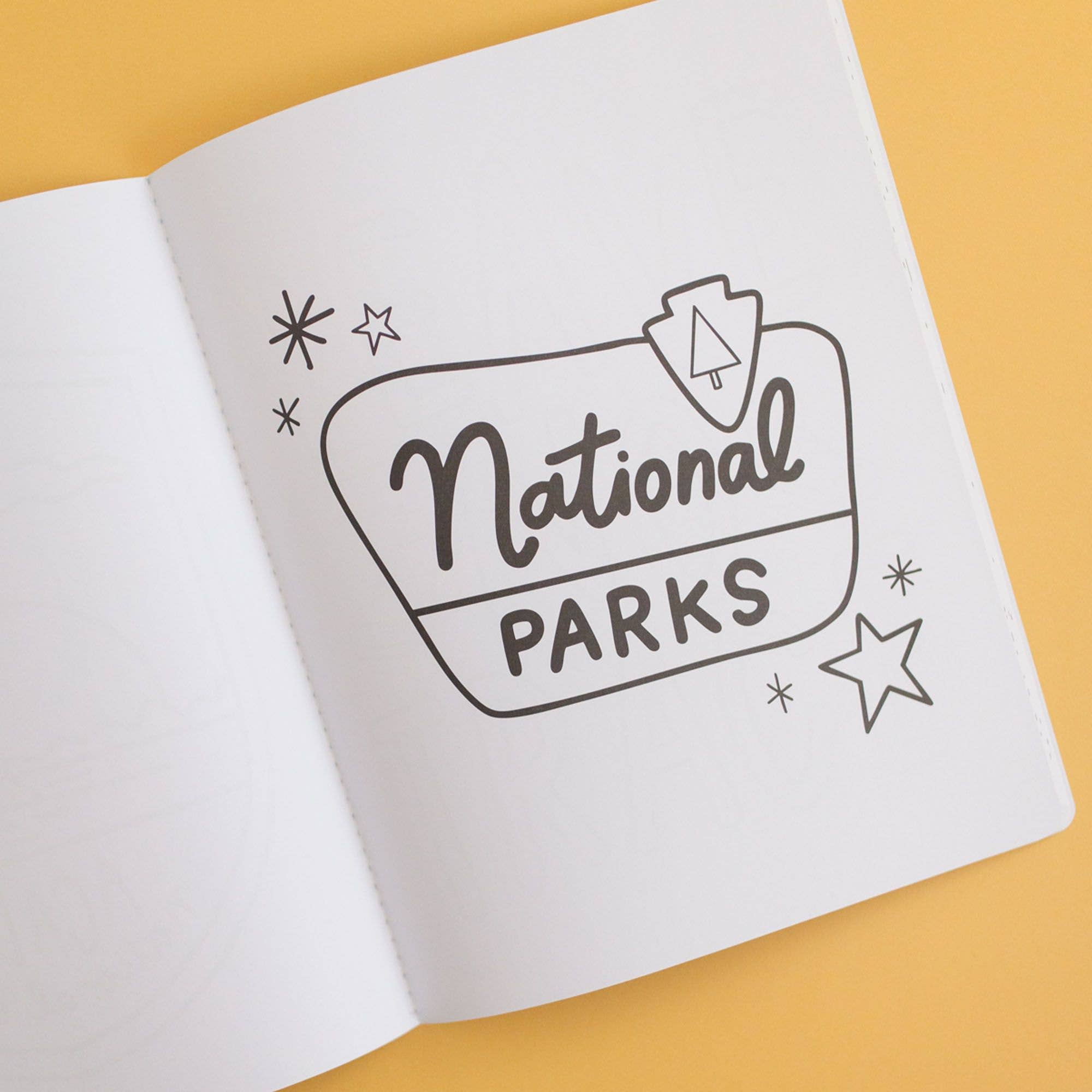 Notebook with 'National Parks' design on a yellow background