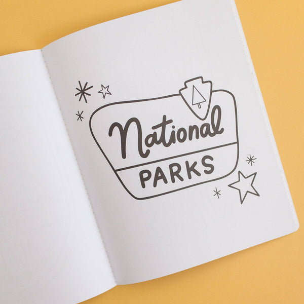 Notebook with 'National Parks' design on a yellow background