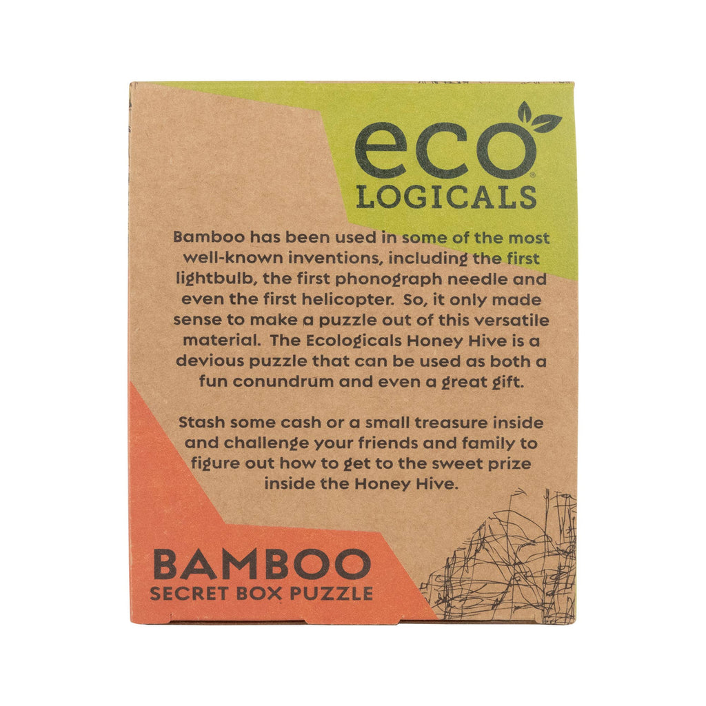 Box of eco logicals Bamboo Secret Box Puzzle with text on a white background