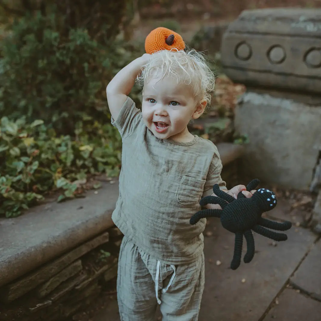 Pebble-Handmade Orange Pumpkin Rattle