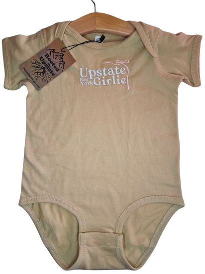 Rooted In Upstate-Upstate NY Girlie Onesie- Latte