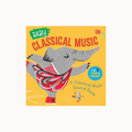 Book cover of 'Baby Classical Music' with an elephant illustration on a yellow background